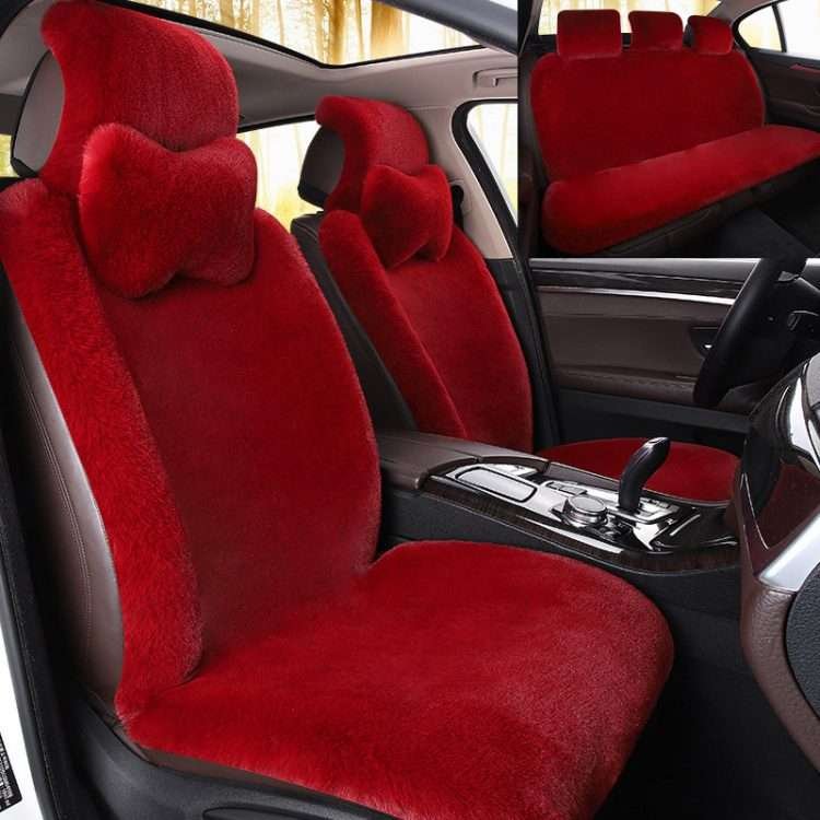 New winter car cushion sports seat plush backrest thickening seat cover single seat rabbit hair warm free binding - Image 3