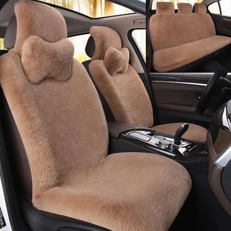 New winter car cushion sports seat plush backrest thickening seat cover single seat rabbit hair warm free binding - Image 4