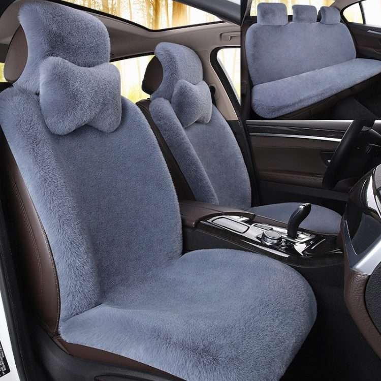 New winter car cushion sports seat plush backrest thickening seat cover single seat rabbit hair warm free binding - Image 5