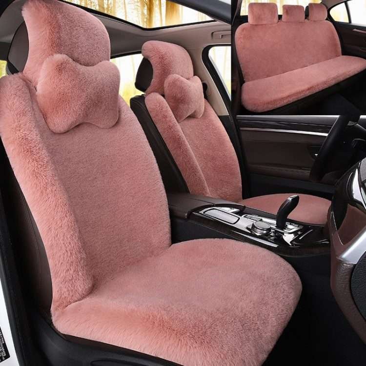 New winter car cushion sports seat plush backrest thickening seat cover single seat rabbit hair warm free binding - Image 6