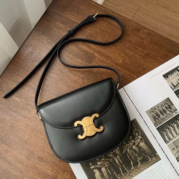 Premium sense Triumph saddle bag 2024 new leather women's bag single shoulder crossbody small square bag lock buckle half round bag - Image 6