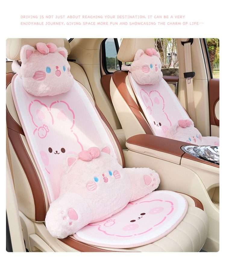 Cute car cushion fall and winter warm non-slip car seat cushion cartoon plush thickened comfortable car cushion - Image 5