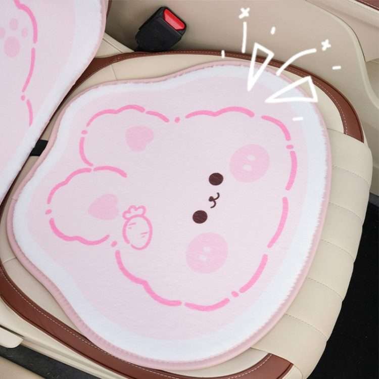 Cute car cushion fall and winter warm non-slip car seat cushion cartoon plush thickened comfortable car cushion - Image 3