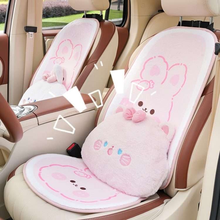 Cute car cushion fall and winter warm non-slip car seat cushion cartoon plush thickened comfortable car cushion - Image 4