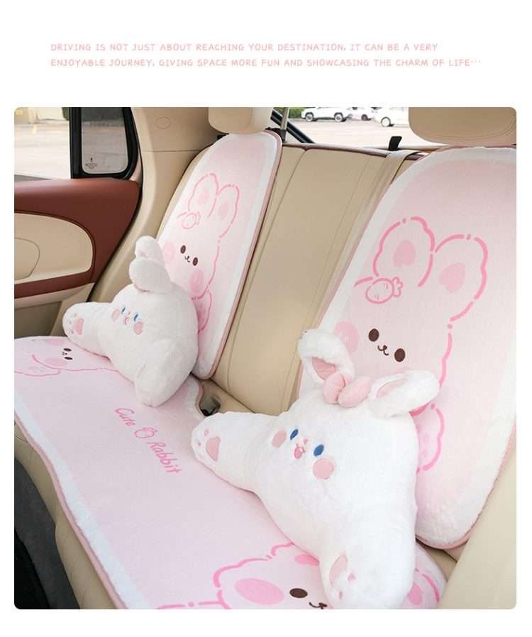 Cute car cushion fall and winter warm non-slip car seat cushion cartoon plush thickened comfortable car cushion - Image 2