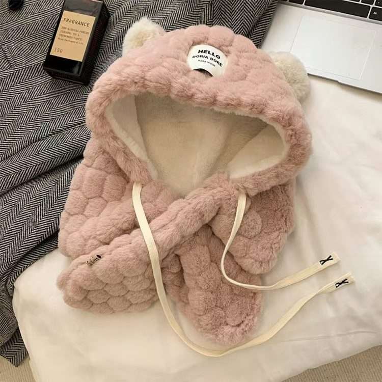 Autumn and winter warm cute little fox hat scarf all-in-one female plush thickened warm cold cap ear protection tide - Image 10