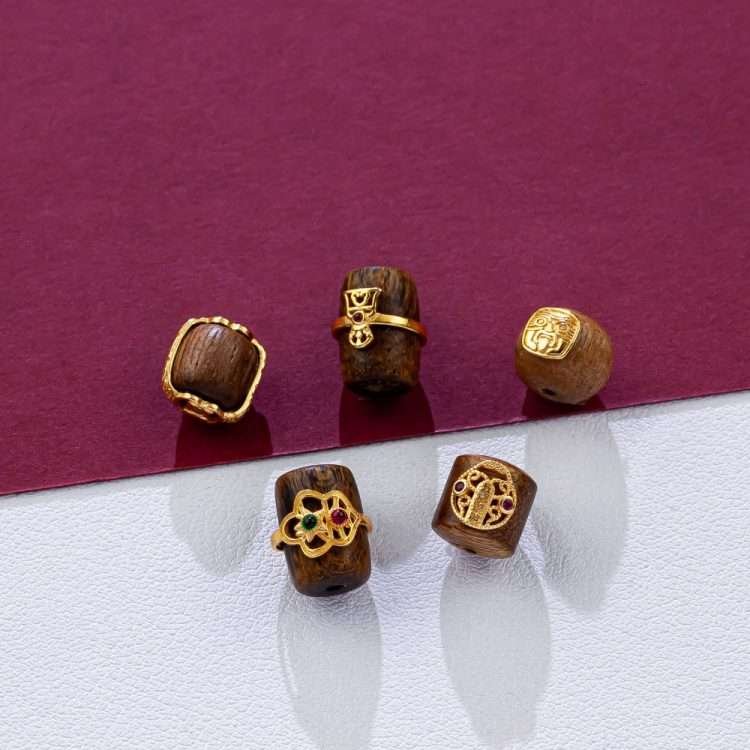 Natural incense five-way God of Wealth spacer beads barrel beads accessories ancient sand gold bracelet necklace string jewelry DIY handmade accessories - Image 3