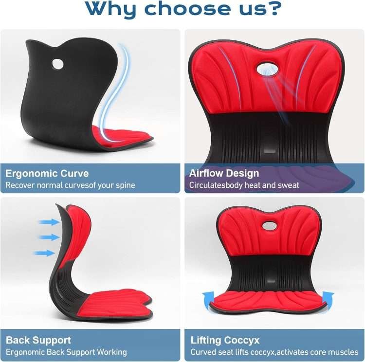 Lumbar Support seat Cushion.Ergonomic Chair Back Support.Good Posture Correction and Back Pain Relief for Car, Chair, Floor Seat. - Image 5