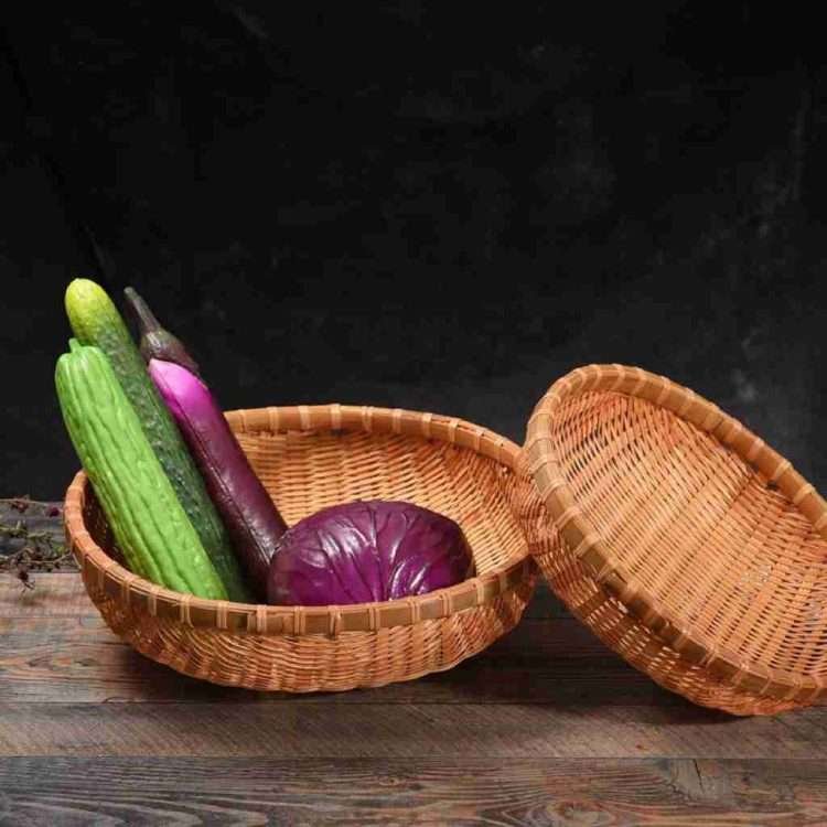 Hand-woven Bamboo Basket Smoked Round Bamboo Sieve Household Fruit Basket Storage Basket Cake Shop Hotel Supplies - Image 5