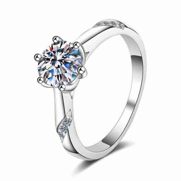Six claws wholesale loose mouth Tongling 925 silver jewellery ring women 50 points 1 carat diamond ring - Image 7