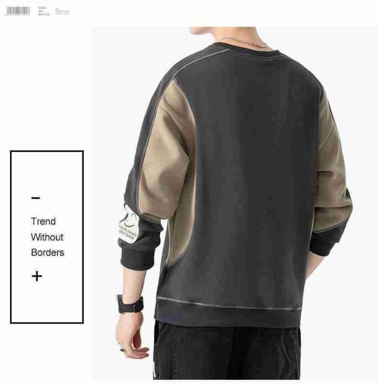 2024 spring new embroidery cotton round neck sweater men's spring and autumn youth loose long-sleeved T-shirt big yards leisure jacket - Image 2