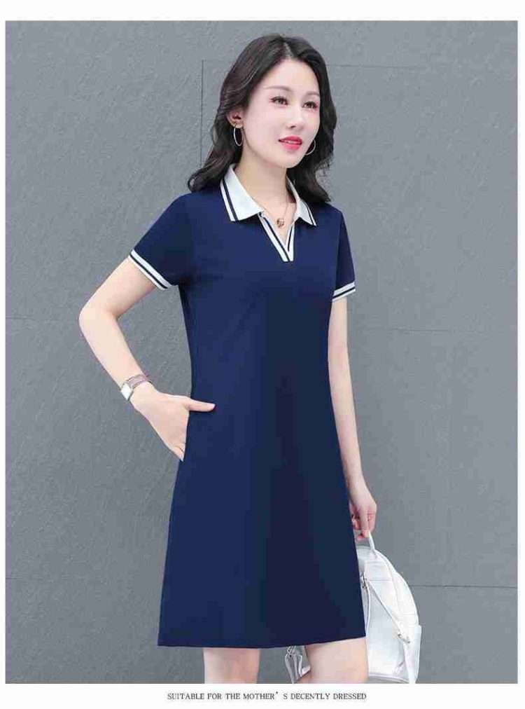 Fashion trend youth short-sleeved V-neck dress 2024 new fashion temperament V-neck mid-length short-sleeved fashion dresses - Image 5