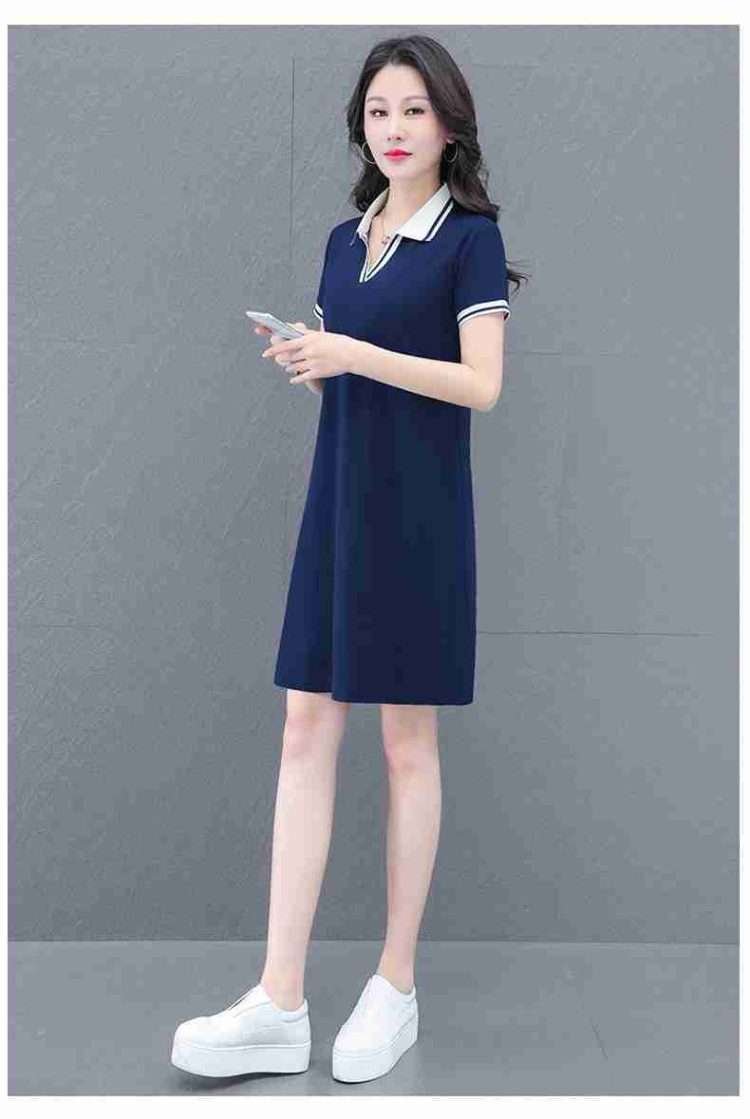 Fashion trend youth short-sleeved V-neck dress 2024 new fashion temperament V-neck mid-length short-sleeved fashion dresses - Image 4