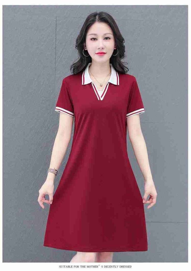Fashion trend youth short-sleeved V-neck dress 2024 new fashion temperament V-neck mid-length short-sleeved fashion dresses - Image 13