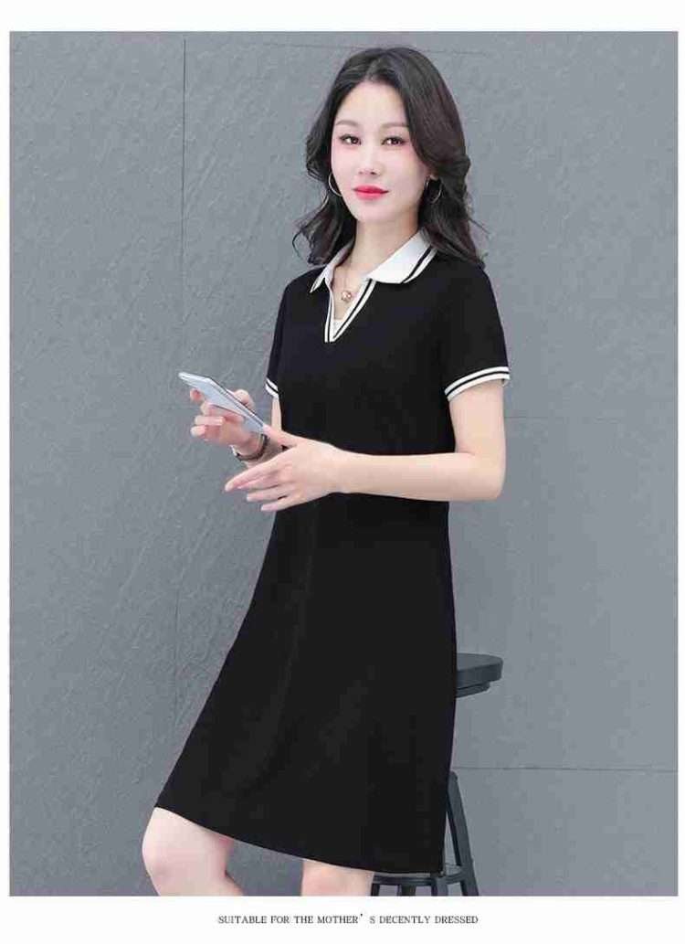 Fashion trend youth short-sleeved V-neck dress 2024 new fashion temperament V-neck mid-length short-sleeved fashion dresses - Image 12