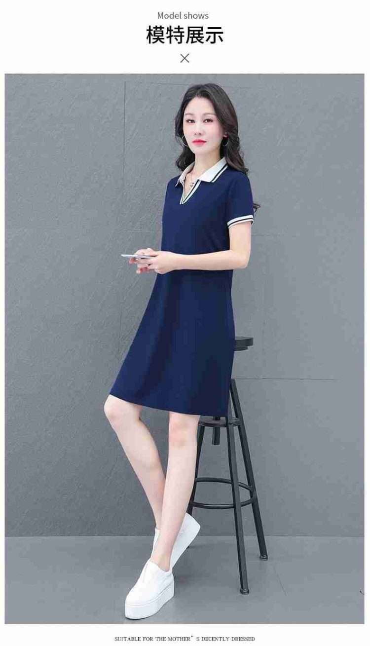 Fashion trend youth short-sleeved V-neck dress 2024 new fashion temperament V-neck mid-length short-sleeved fashion dresses - Image 6