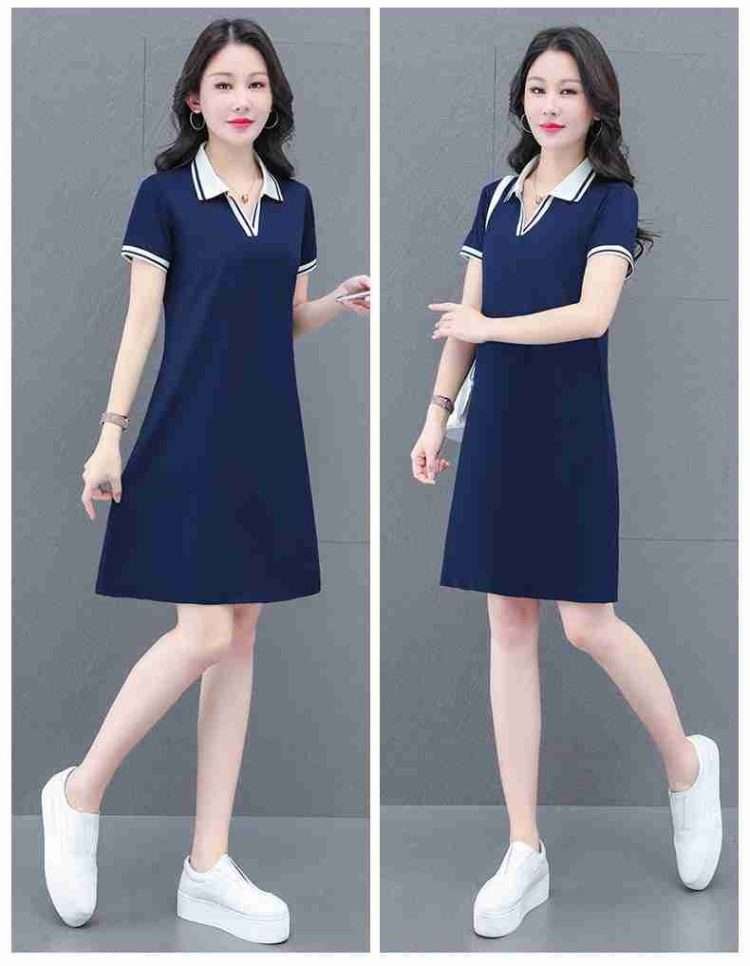 Fashion trend youth short-sleeved V-neck dress 2024 new fashion temperament V-neck mid-length short-sleeved fashion dresses - Image 7