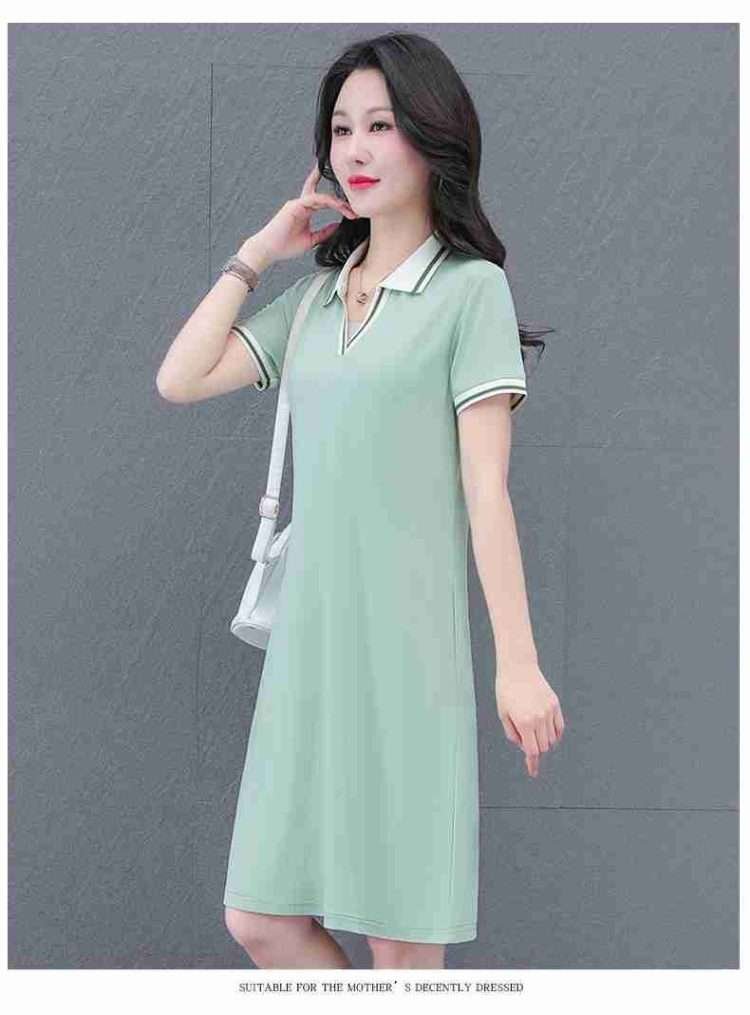 Fashion trend youth short-sleeved V-neck dress 2024 new fashion temperament V-neck mid-length short-sleeved fashion dresses - Image 18