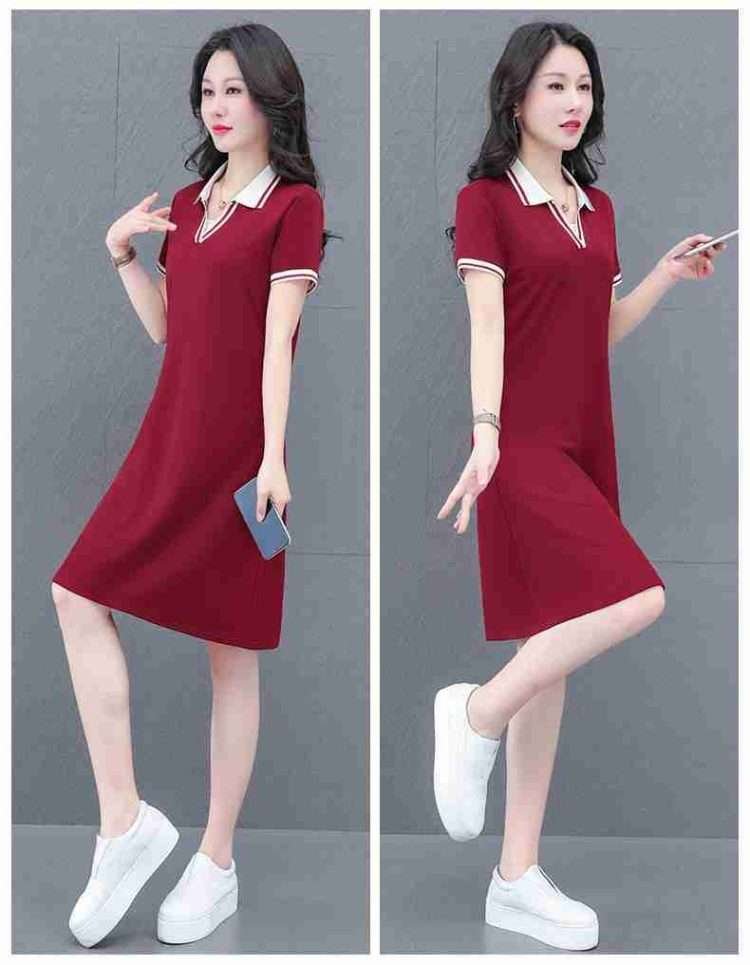 Fashion trend youth short-sleeved V-neck dress 2024 new fashion temperament V-neck mid-length short-sleeved fashion dresses - Image 16