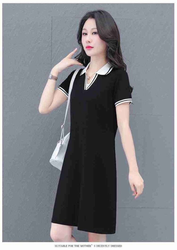 Fashion trend youth short-sleeved V-neck dress 2024 new fashion temperament V-neck mid-length short-sleeved fashion dresses - Image 9