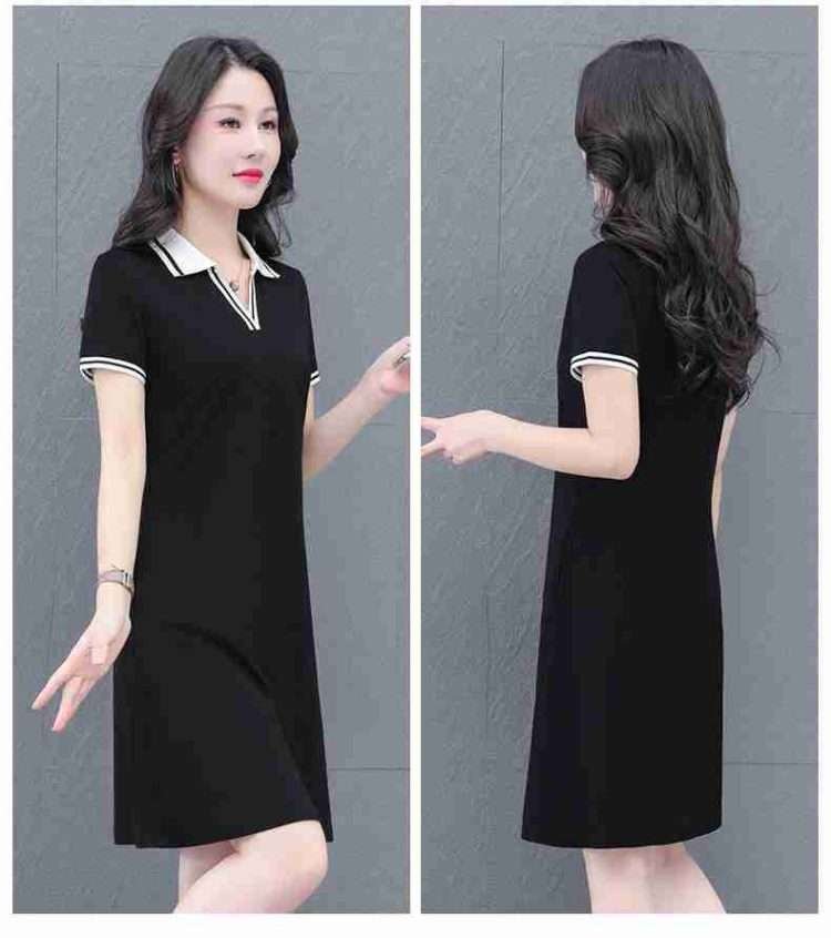 Fashion trend youth short-sleeved V-neck dress 2024 new fashion temperament V-neck mid-length short-sleeved fashion dresses - Image 10