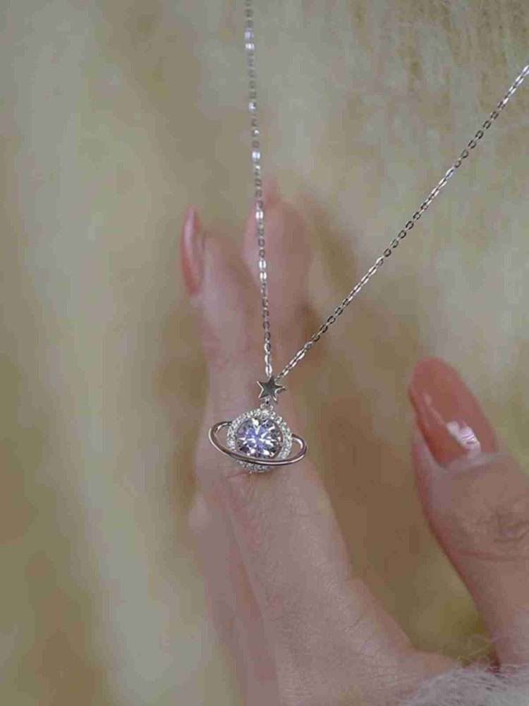 New S925 Sterling Silver Dream Planet Necklace Women Fashion 1 Carat Pendant - Image 7