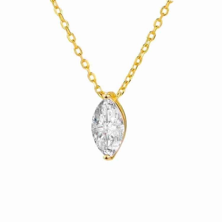 New 925 silver moissanite horse eye shaped necklace niche premium sense of light luxury minimalist water drop lockbone chain simple - Image 7