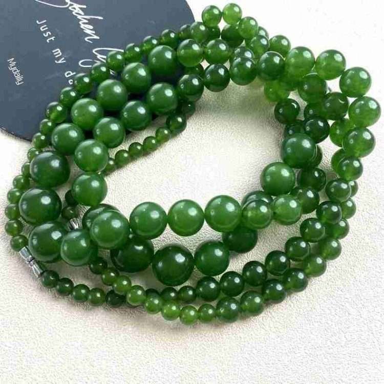 Jade Jade Round Beads Handmade Beaded Necklace Pendant - Image 6