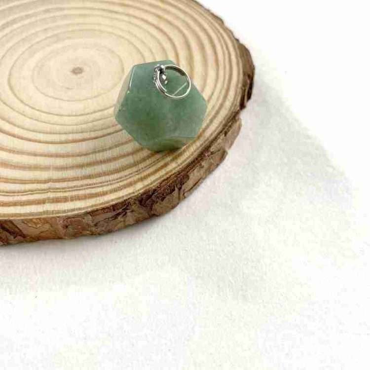 Jade Crystal Semi-Precious Dodecahedron Pendant Necklace - Image 12