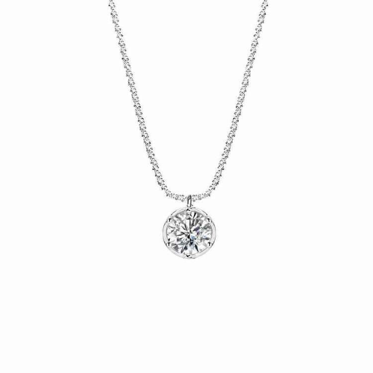 Sparkling Sterling Silver S925 Simple Moissanite Necklace Pendant Chain Light Luxury - Image 6