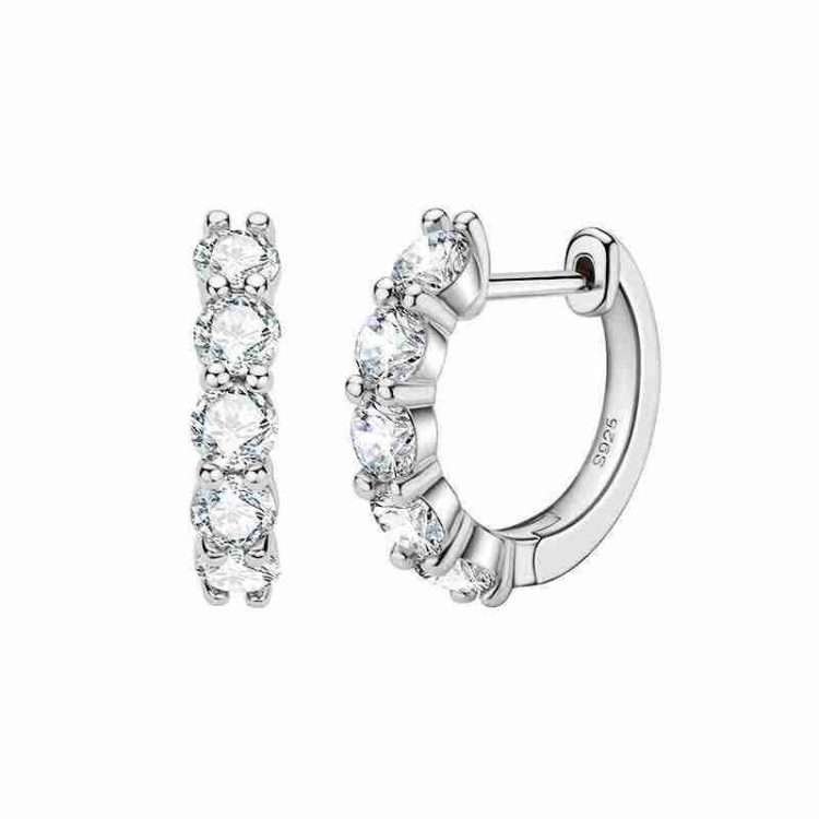 Earrings S925 sterling silver diamond earrings simple temperament - Image 3