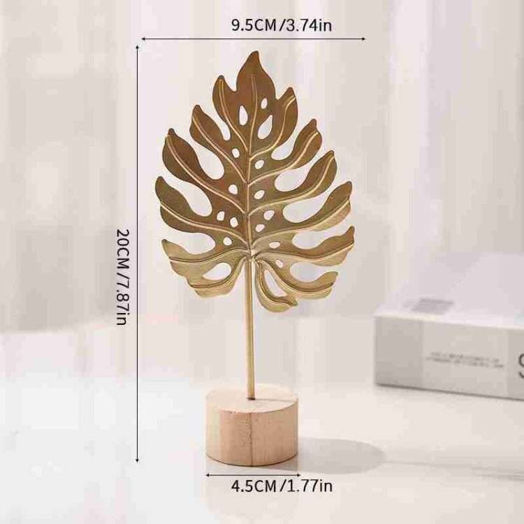 Scandinavian style light luxury metal crafts creative home living room entrance wine cabinet decorations iron silver Apricot Leaf Ornament - Image 3