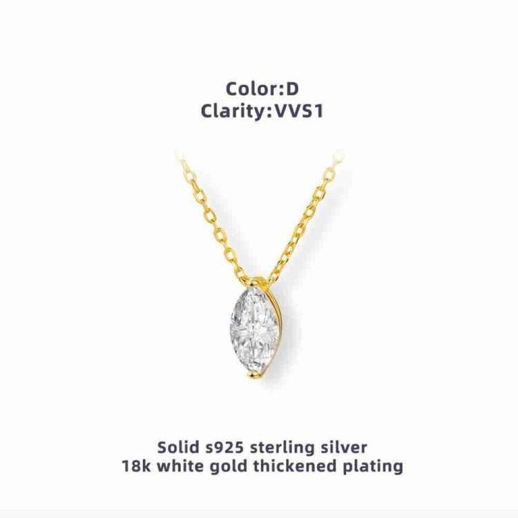 New 925 silver moissanite horse eye shaped necklace niche premium sense of light luxury minimalist water drop lockbone chain simple - Image 6