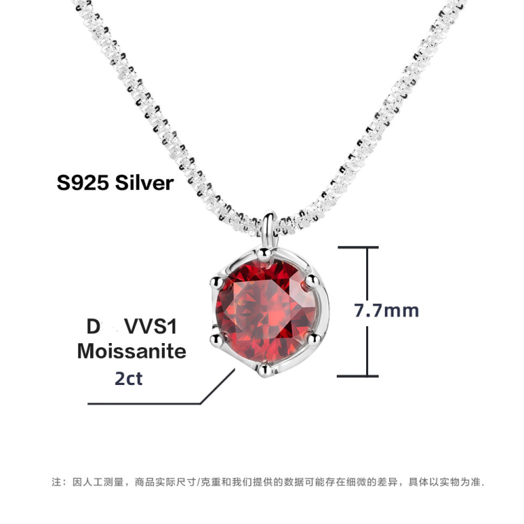 Sparkling Sterling Silver S925 Simple Moissanite Necklace Pendant Chain Light Luxury - Image 10