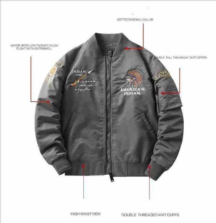 Spring and autumn new air force ma1 pilot jacket men's heavy embroidery baseball suit large size coat workwear jacket - Image 2