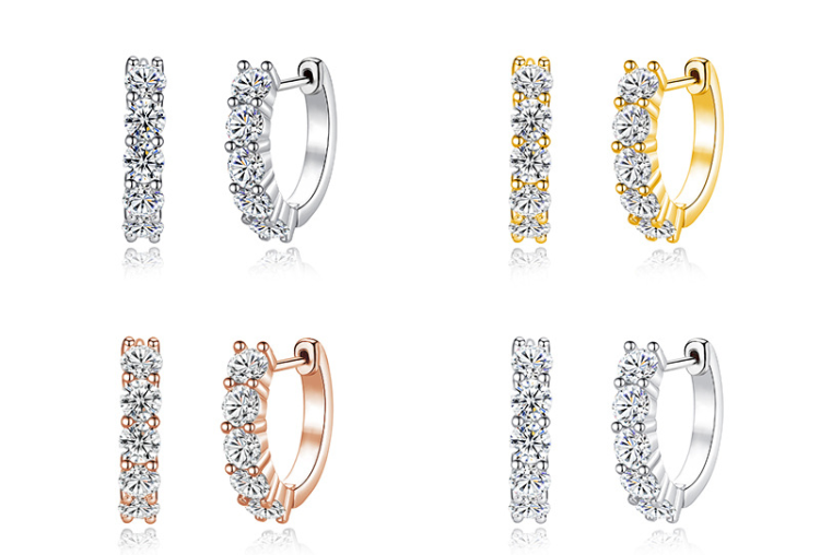 Earrings S925 sterling silver diamond earrings simple temperament - Image 5