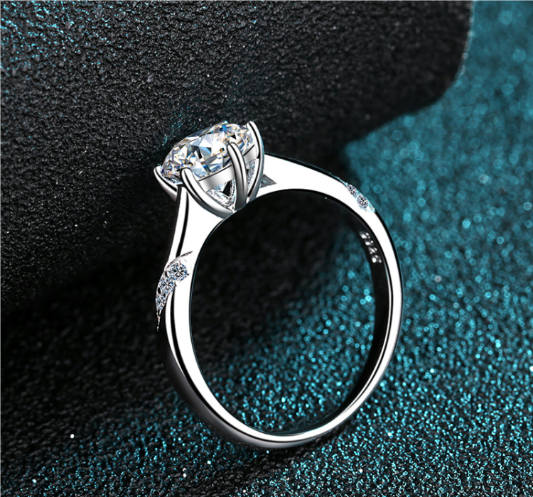 Six claws wholesale loose mouth Tongling 925 silver jewellery ring women 50 points 1 carat diamond ring - Image 4