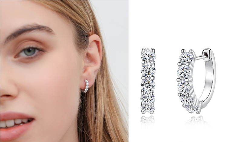 Earrings S925 sterling silver diamond earrings simple temperament - Image 6