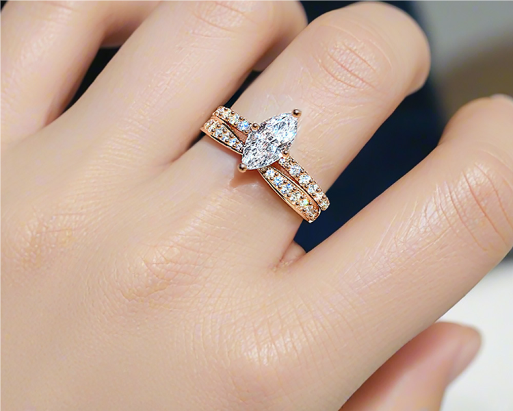 New 925 sterling silver horse eye diamond moissanite ring female French simple light luxury senior sense of shaped ring
