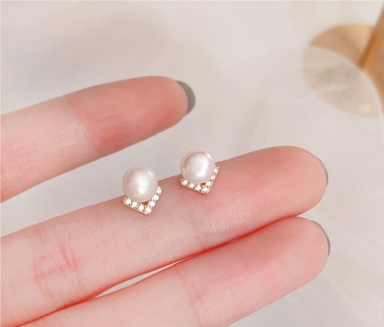 Sterling silver needle natural freshwater pearl earrings female earrings exquisite small simple special temperament earrings - Image 5