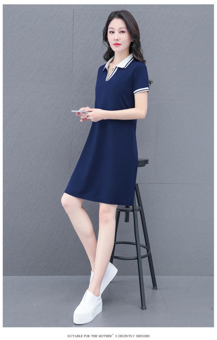 Fashion trend youth short-sleeved V-neck dress 2024 new fashion temperament V-neck mid-length short-sleeved fashion dresses - Image 3