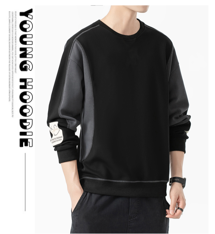 2024 spring new embroidery cotton round neck sweater men's spring and autumn youth loose long-sleeved T-shirt big yards leisure jacket - Image 6