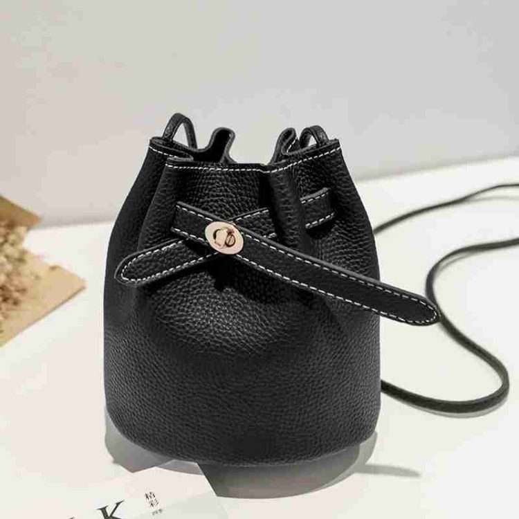 Simple Bucket Bag Wide Strap Lock Buckle Small Bag Korean Leisure Solid Colour Shoulder - Image 11