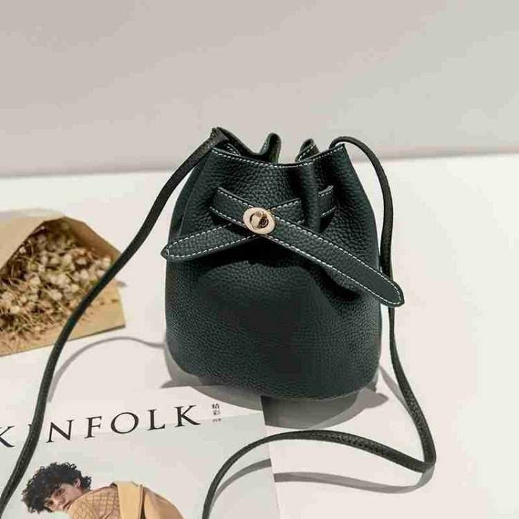 Simple Bucket Bag Wide Strap Lock Buckle Small Bag Korean Leisure Solid Colour Shoulder - Image 12