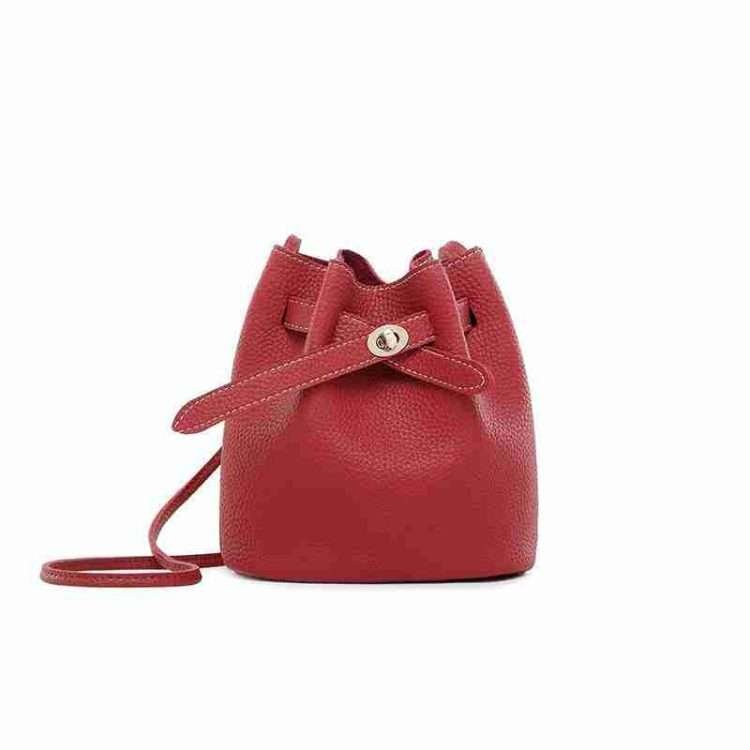 Simple Bucket Bag Wide Strap Lock Buckle Small Bag Korean Leisure Solid Colour Shoulder - Image 13