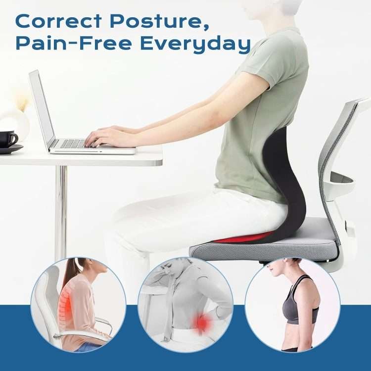 Lumbar Support seat Cushion.Ergonomic Chair Back Support.Good Posture Correction and Back Pain Relief for Car, Chair, Floor Seat. - Image 3