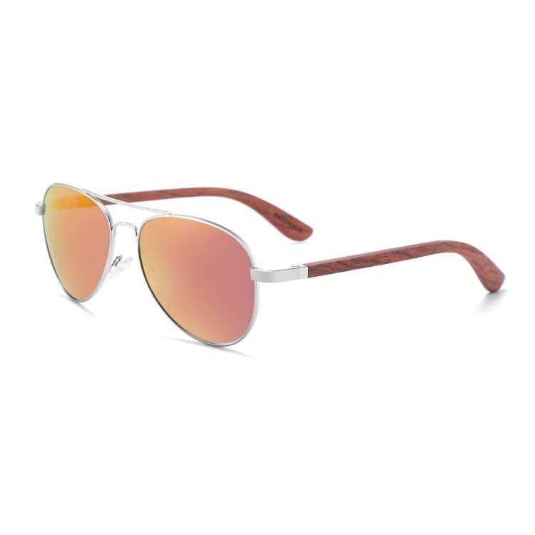 New metal double beam aviator sunglasses polarised bamboo wood foot sunglasses retro fashion men toadstools - Image 14