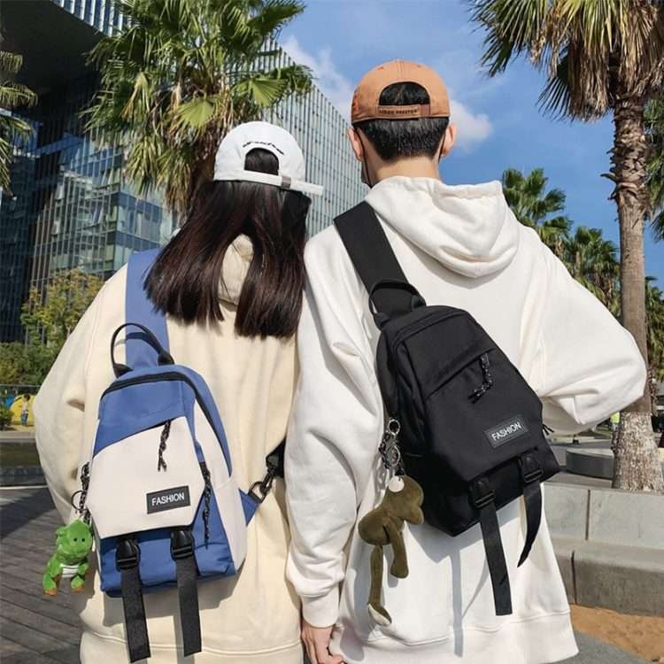 Casual large-capacity waterproof shoulder satchel couple models shoulder bag Korean version of the Japanese cross-body bag - Image 4