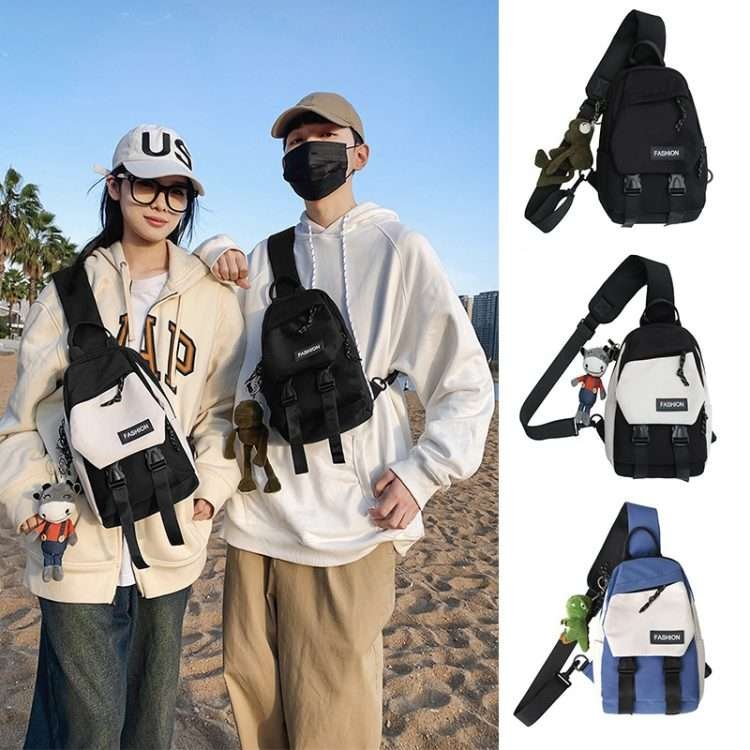 Casual large-capacity waterproof shoulder satchel couple models shoulder bag Korean version of the Japanese cross-body bag - Image 3