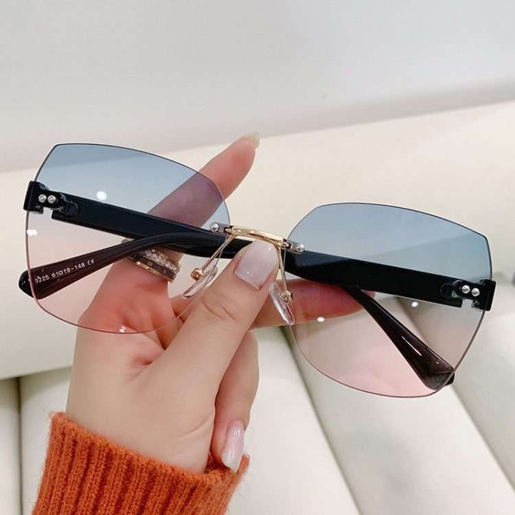 New rimless cut edge sunglasses for women glasses fashion retro UV protection senior sense sunglasses tide - Image 6